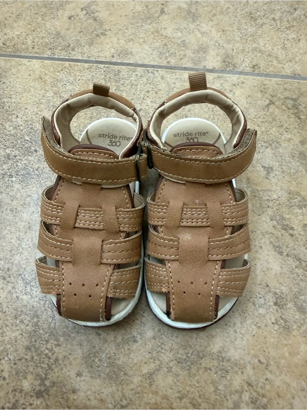 Stride Rite Tan/Brown Kids Leather Sandals